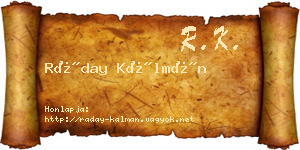 Ráday Kálmán névjegykártya